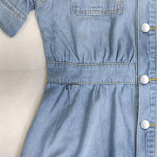 European and American Style 2024 Autumn Lapel Shirt Denim Dress Elegant A-Line Skirt Midi Dress European and American Style Dress