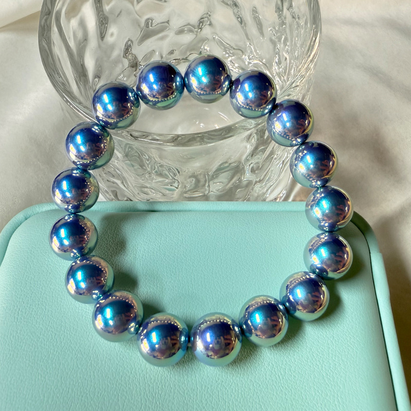 The Latest Color Matching Autumn and Winter King's Silver Blue Rose Pearl Bracelet for Women Is Comparable to Japan's Akoya Aurora, Perfect and Flawless