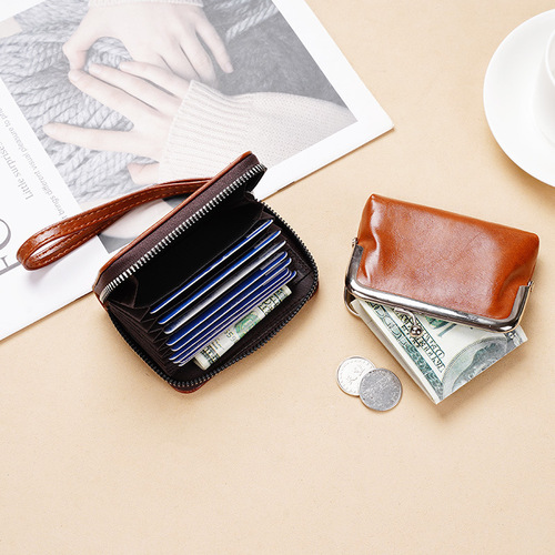 2024 new coin card holder cross-border supply women's buckle coin purse 4-inch zipper clip bag clutch bag