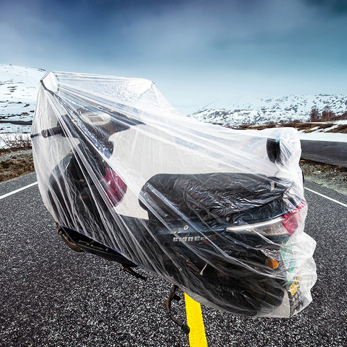 Self-produced and sold disposable battery car cover, transparent invisible motorcycle jacket, PE film rain-proof and dust-proof electric car cover