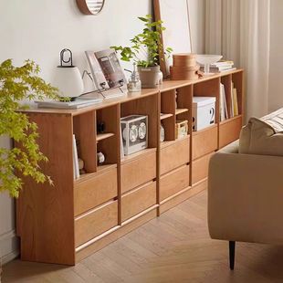 Solid Wood Dust-Proof Bookcase Integrated Wall Storage Cabinet Living Room Wall Cabinet with Cabinet Door Small Cabinet Storage Cabinet Student Bookshelf