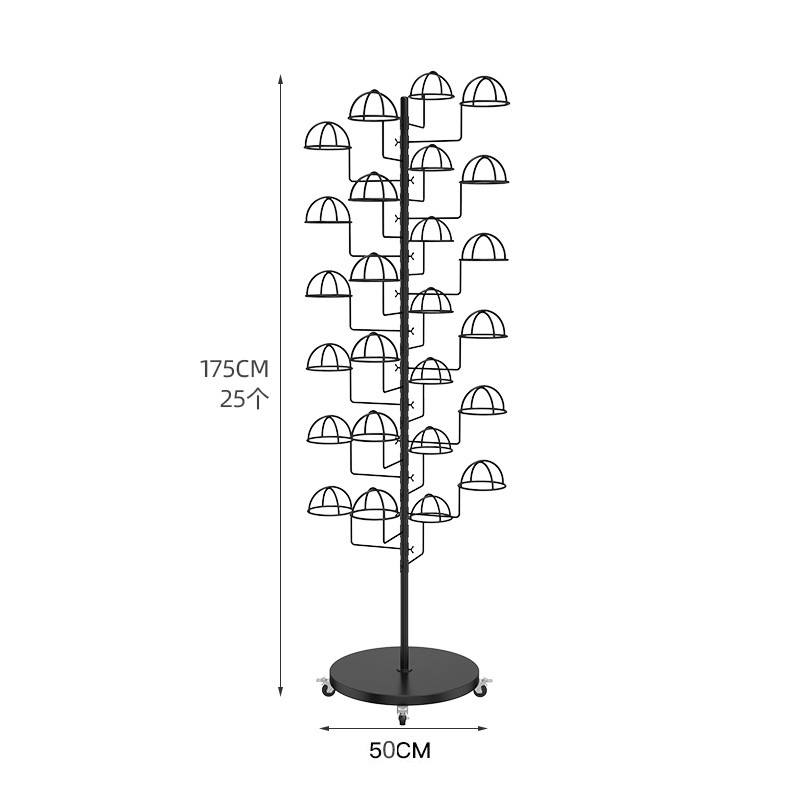 25개의 이동식 모자 홀더가 있는 대담한 검정색