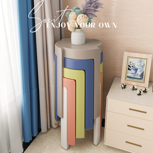 Plastic stool for home use, stackable, thickened, high-top, windmill round rubber stool, simple dining room spare table high chair