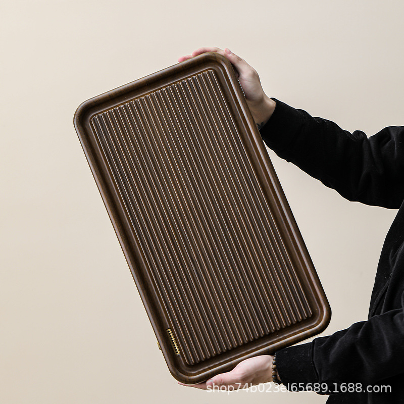 中式楠竹大茶盘胡桃茶室办公茶盘家用仿电木款干泡茶台大板竹茶盘