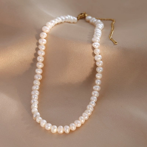 Natural Freshwater Pearl Necklace for Women, Baroque Unisex Unique Versatile Lock Chain with Zirconia Pendant, Wholesale Necklace