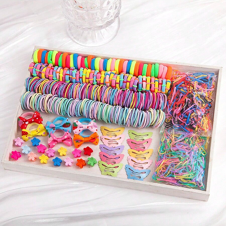 Tocado de los niños horquilla combinación traje caja de regalo banda de pelo del bebé chica clip lateral accesorios para el cabello chica princesa cuerda de pelo