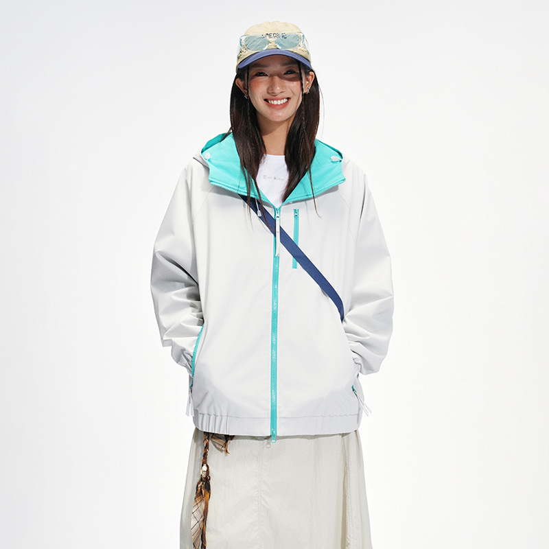 山系户外冲锋衣男女款2025新款超好看多巴胺徒步登山撞色夹克外套|undefined