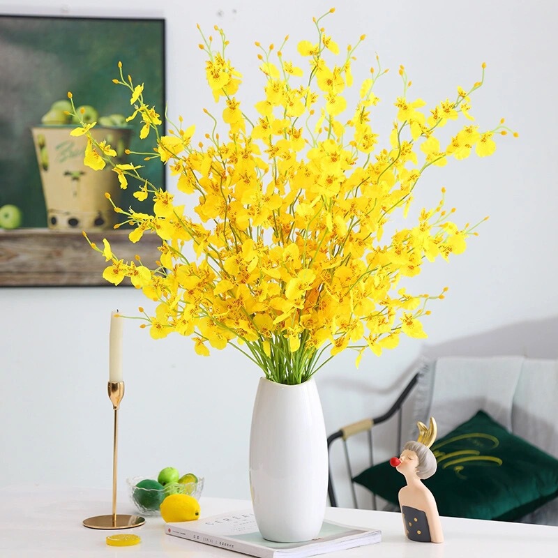 Artificial Flower Dancing Orchid Yellow Fake Flower Onsinopsis Silk Flower Plastic Dried Flower Big Five Forks Yellow Head Phalaenopsis Bouquet Artificial Flower Dancing Orchid Yellow Fake Flower Onsinopsis Silk Flower Plastic Dried Flower Big Five Forks Yellow Head Phalaenopsis Bouquet