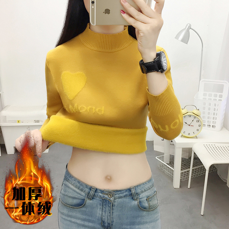 one Fluff clothes 2021 new pattern Internal lap Western style Base coat Half a Easy Long sleeve thickening lady jacket