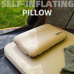 Outdoor 3D sponge pillow automatic inflatable pillow camping tent air cushion travel portable cervical pillow lunch break pillow