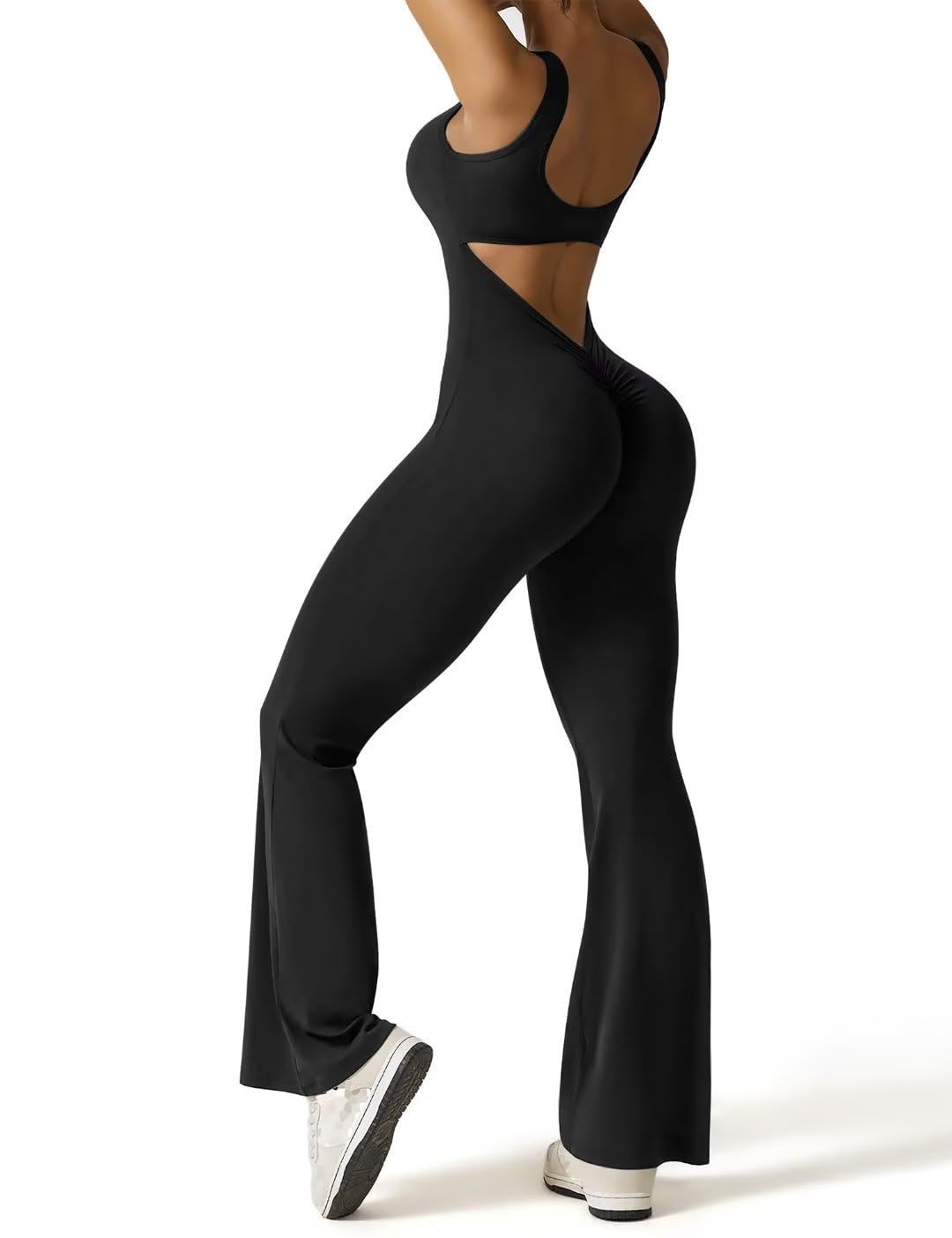 Women's Sleeveless Flared Jumpsuit Sexy Backless Tight Hip Lifting Yoga Jumpsuit For Women_ecoleips.com