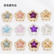 14k包金保色胖星星五角星魔盒隔珠花帽 diy手链串珠配饰 水晶配件