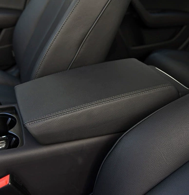 Suitable for Audi A6L12-18 Models, the Central Armrest Box Cover Is Made of Genuine Microfiber Leather, Protective Cover for Storage and Organization (Armrest box) - black-leather-and-black-thread