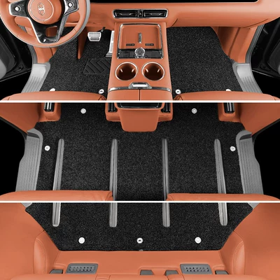 Modelə uyğun ayaqaltı Car Floor Mats - two-row-four-track-flush-version-red-tea-orange-black-blanket