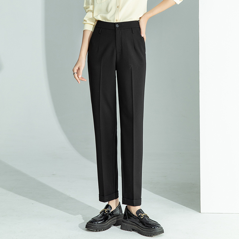 khaki Pipe Pants Women's Professional Casual Cropped Pants Small Straight Drain Spring and Autumn Loose Overalls