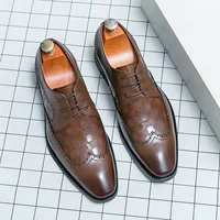 Мужские кожаные туфли, классический брог, большие размеры, чёрные или коричневые
