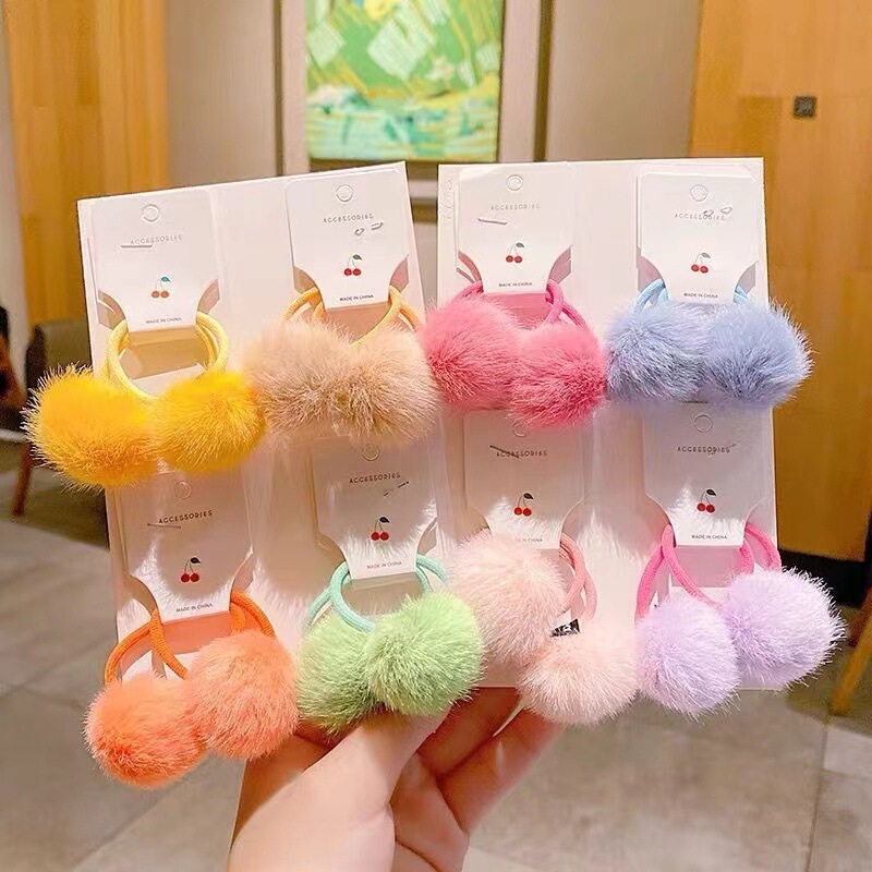 Children's Hair Accessories Autumn and Winter cute fur ball hair band baby rubber band for girls candy color hair rope hair rope accessories Children's Hair Accessories Autumn and Winter cute fur ball hair band baby rubber band for girls candy color hair rope hair rope accessories