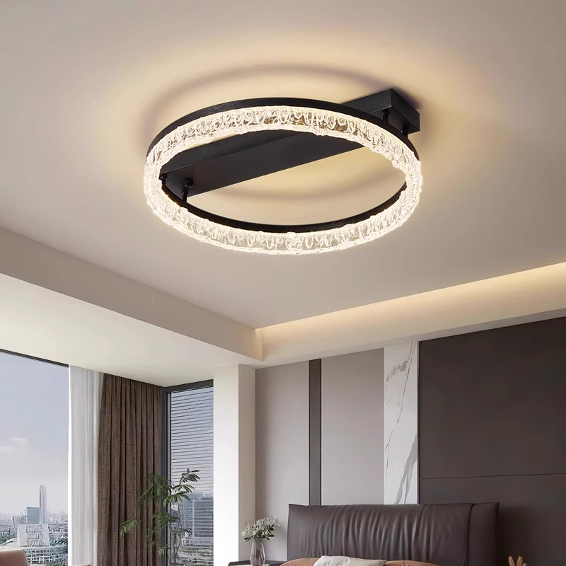 Luz de techo de la sala de estar en 2025 nueva luz principal de anillo lujoso ligera italiana de hielo de la atmósfera de grietas lámpara de dormitorio lámparas de casa