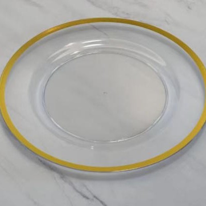 13 pulgadas acrílico transparente cargador de bordes de oro plano boda navidad baby shower party decoración plástica