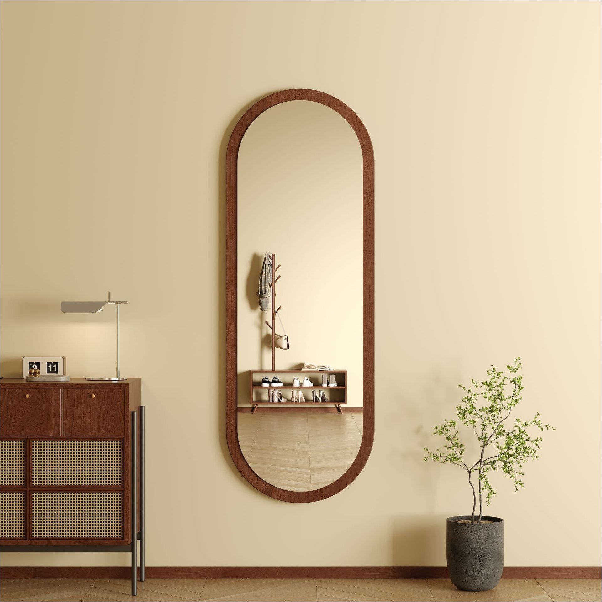 Espejo de cuerpo entero colgado en la pared, espejo de vestir de forma especial, gran espejo de pared, red red de viento, dormitorio colgado en la pared, espejo de prueba de vestir