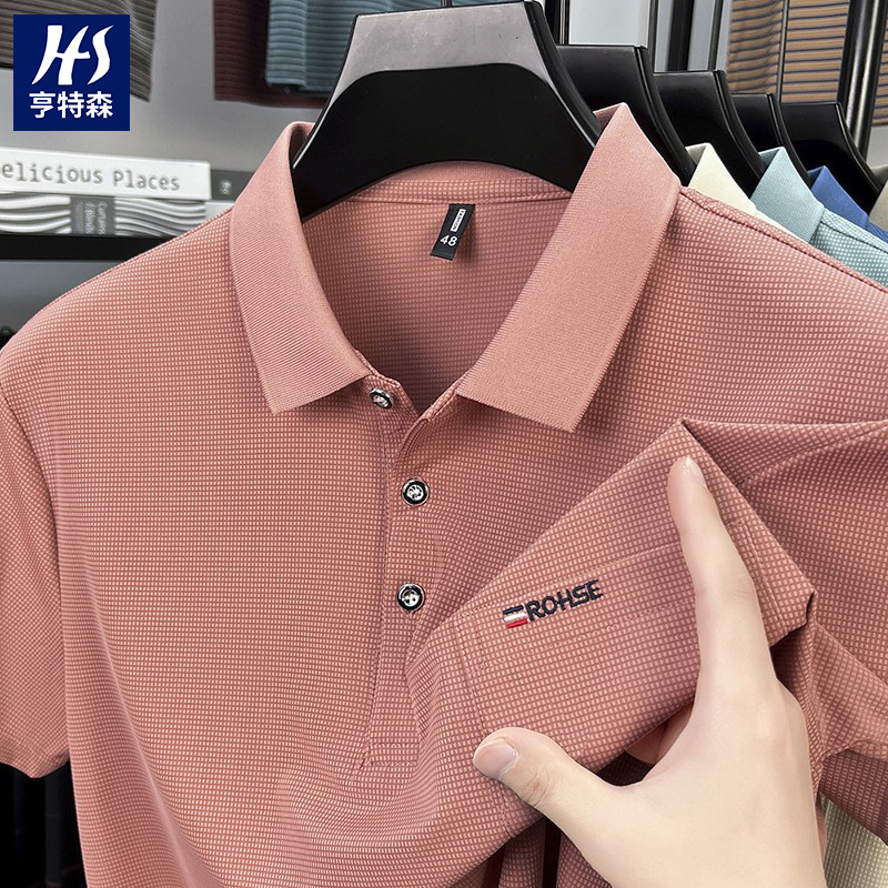 Real Pocket Short-sleeved Men's Polo Shirt 2025 Summer New Arrival Middle-aged Dad Casual Lop Short-sleeved T-shirt for Men