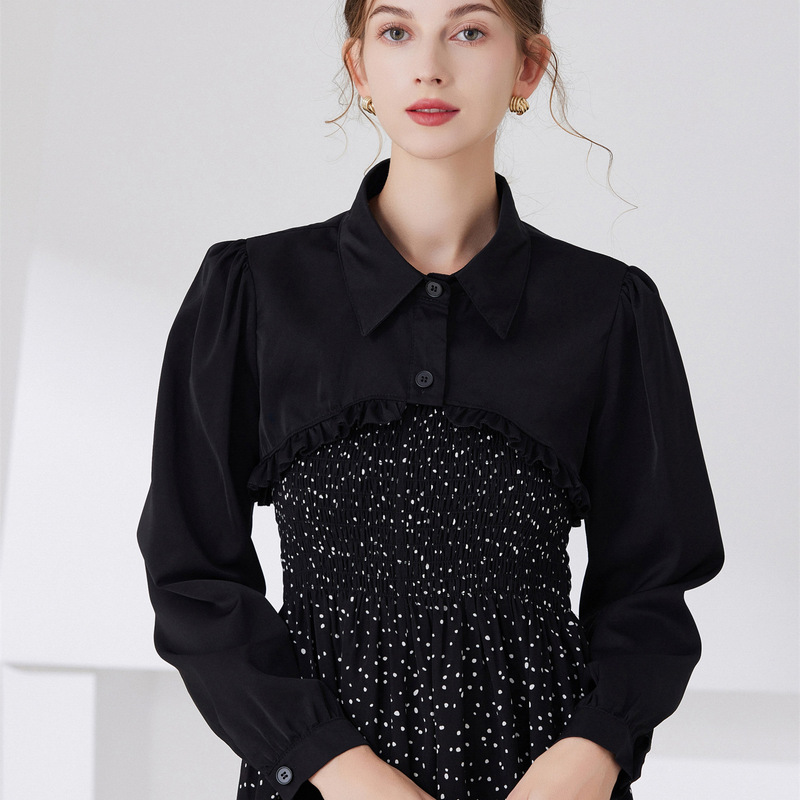 Black white half shirt Cotton Top dickey collars Women evening dress skirt  Outwear Short Lace Sunscreen Cardigan with Skirt and Shawl