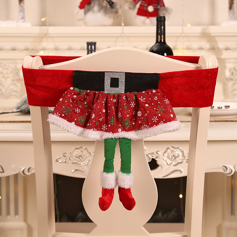 Sillas de Navidad cinturón sillas cubiertas hotel banquete taburete de decoración set de sillas de Navidad respaldo
