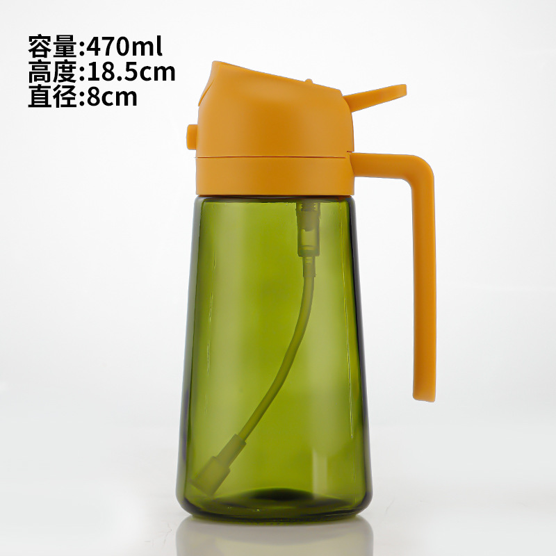 Olla de aceite de doble propósito rociada, cocina doméstica, prensa automática, botella de aceite en aerosol de gran capacidad, botella de condimento de vidrio de aceite a prueba de fugas