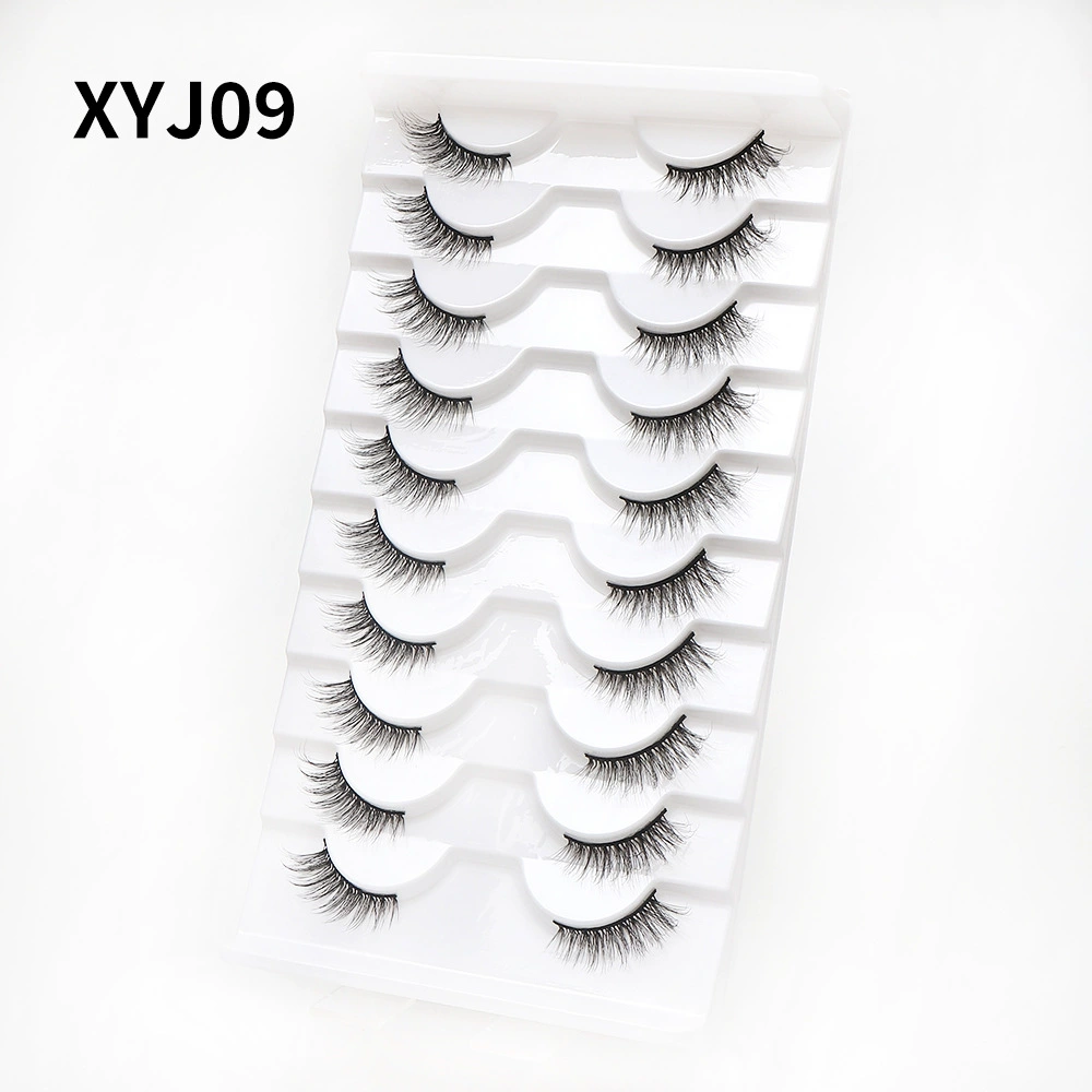Плотные завитые наращенные ресницы, стиль кошачий глаз, 10 пар, Natural Volume