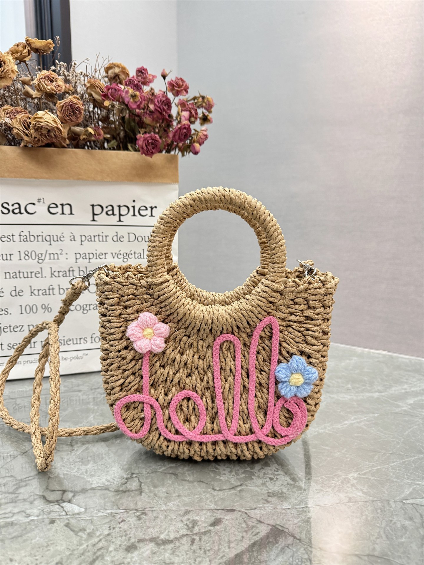 Straw Bag Handwoven Bag Women's 2025 Seaside Vacation Outdoor Daily Beach Handbag Tote Bag