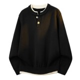 2026年秋季假两件毛衣男2026新款春秋季宽松针织衫打底衫上衣，男装针织衫/毛衣，星座614