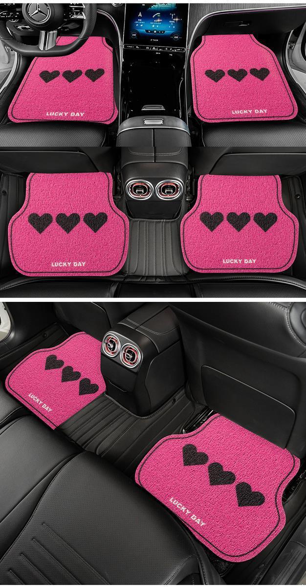 Cute cartoon silk circle car mat universal girl car anti-dirty car mat non-slip wear-resistant easy-care mat