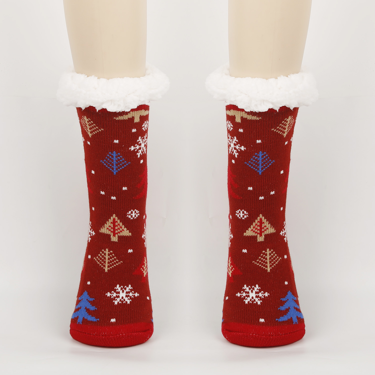 Calcetines de Navidad calcetines de piso de otoño e invierno para mujer calcetines de nieve engrosados forrados de lana calcetines de sueño en casa calcetines de alfombra
