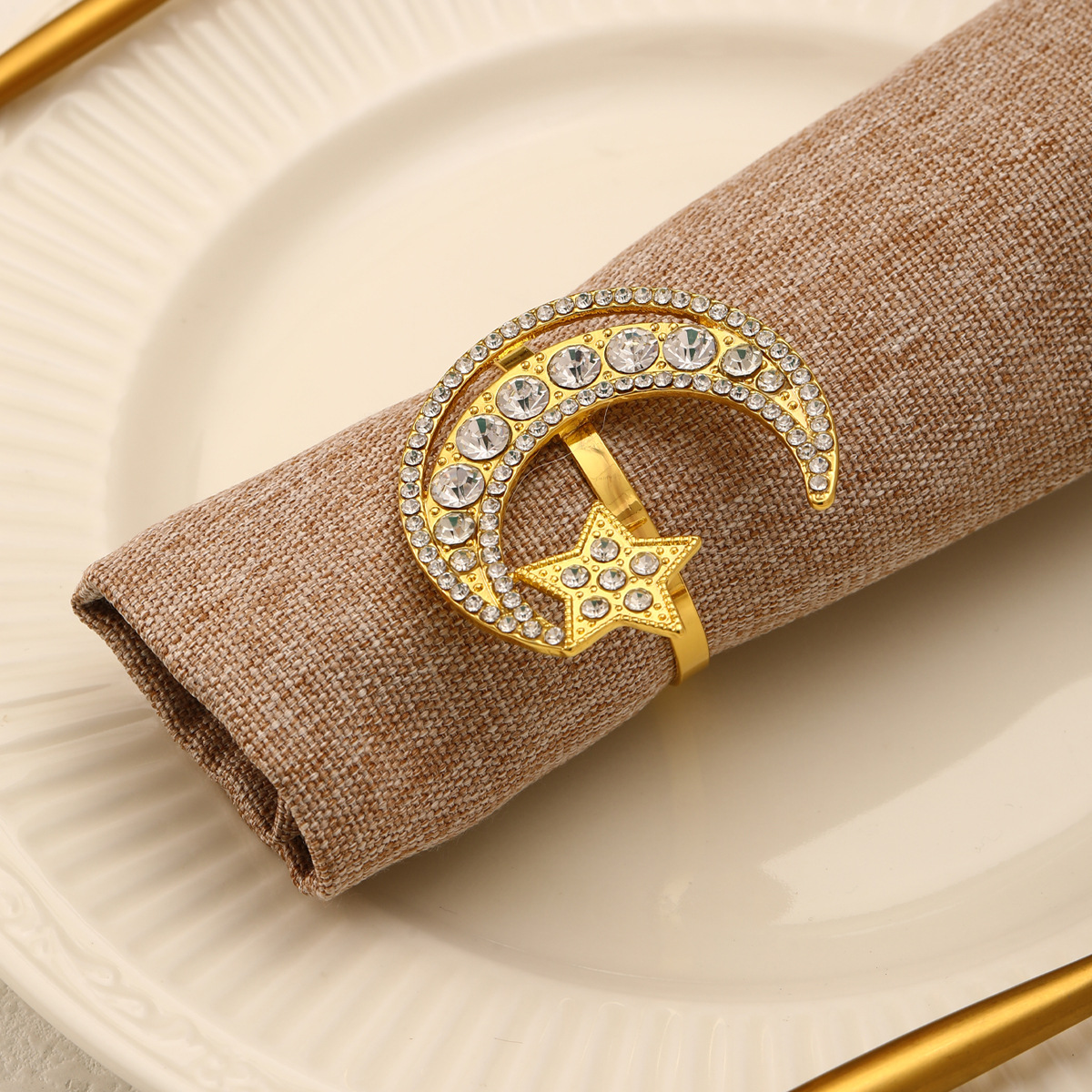 25g Weight napkin rings Kitchen and drinking utensils 1 Piece Quantity Daily Occasion Alloy Material Star, Moon Pattern Casual Style Casual Star Moon Alloy Napkin Rings 1 Piece 4