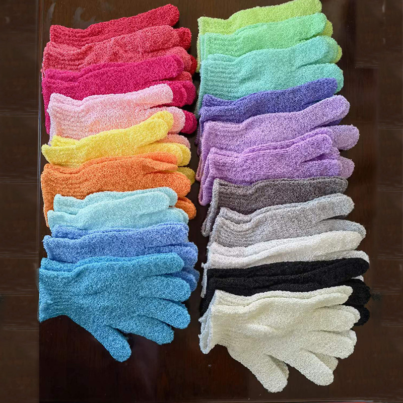 Guantes de baño coreanos de cinco dedos creativos guantes de exfoliación de nylon de doble cara espalda de frotar artefactos mágicos etiquetado transfronterizo