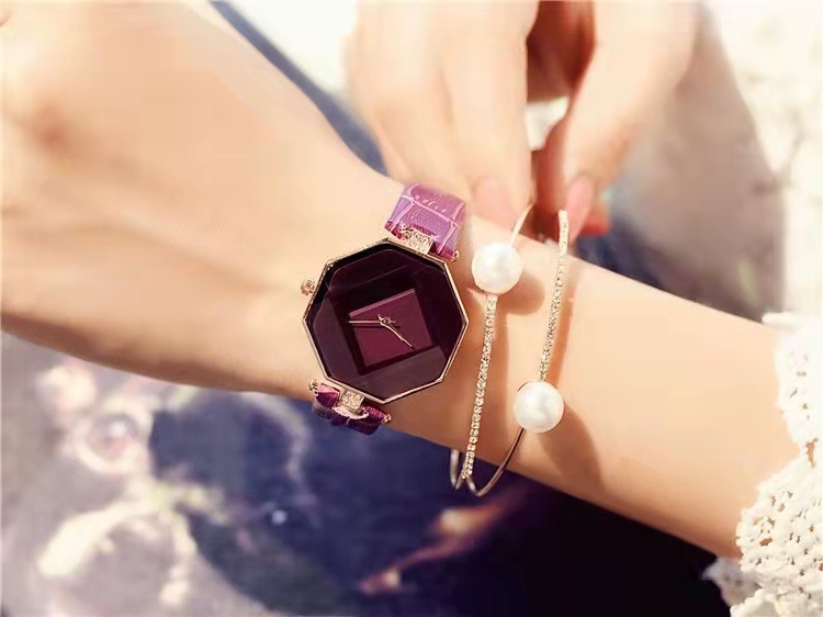 Orologio da donna alla moda in stile coreano, con cinturino per studenti, alla moda, in due pezzi, con bracciale di perle, 2 pezzi, orologio al quarzo da donna_voghion.com