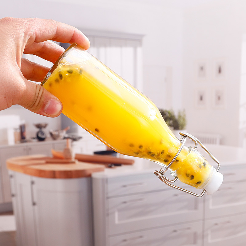 Botella de Vidrio para Jugos y Enzimas Hermética Reutilizable para Conservación de Bebidas