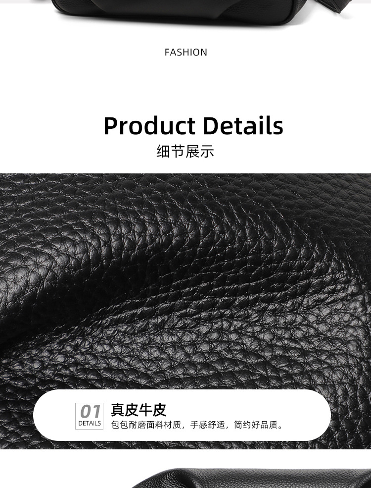 Túi đeo chéo nữ da thật dáng nách dung lượng lớn, phong cách mới mùa thu đông — đen chi tiết 20