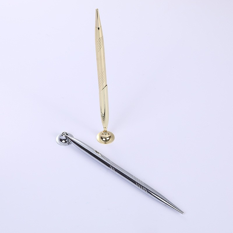 Factory Direct Sales of Metal Desk Pens with Printed Logo, High-End Electroplated Business Office Bank Counter Signature Pens, Gel Pens