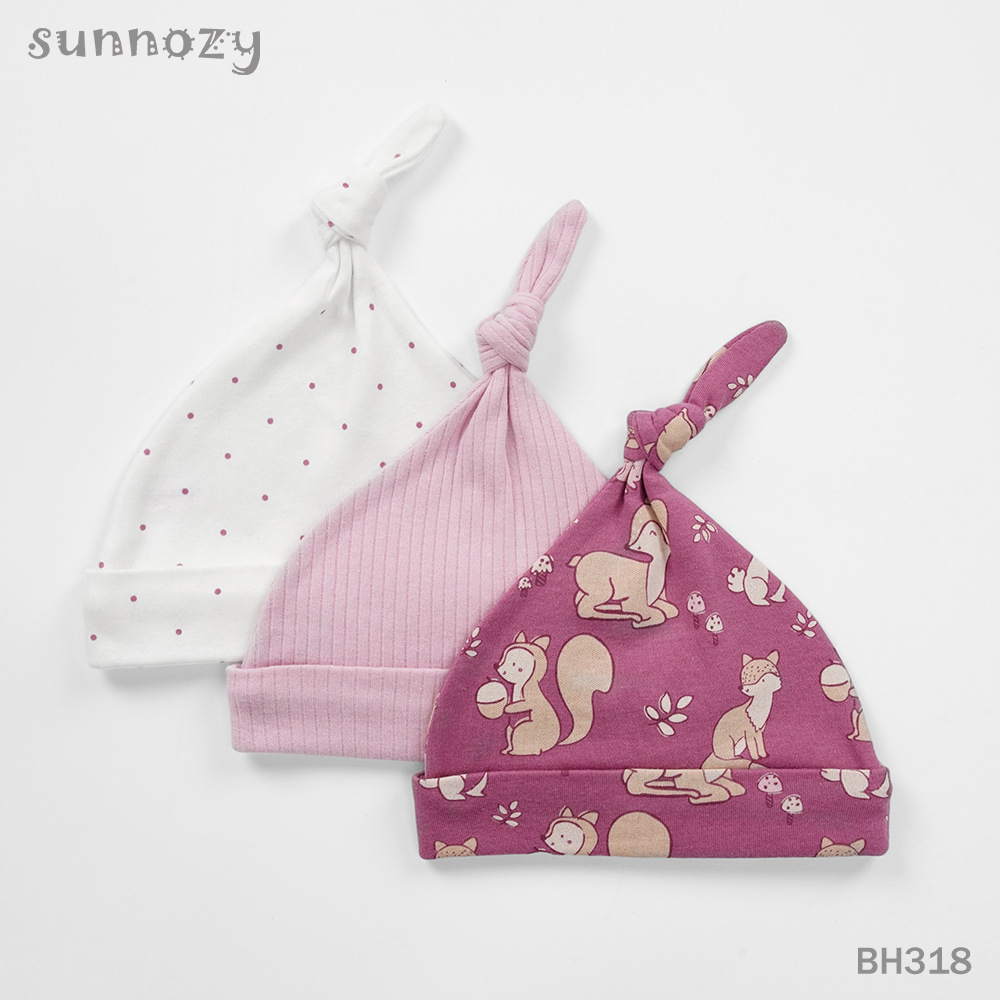 0-6 meses 3 piezas de gorras de lanugo de algodón puro, gorras de bebé lindo europeo y americano, gorras de algodón para bebés