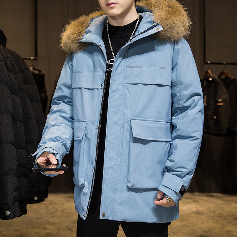 Men's Clothing cotton jacket with hood and raccoon fur collar new winter jacket_voghion.com