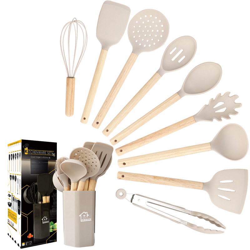 10 conjuntos de utensilios de cocina antiadherente de silicona de silicona de grado alimenticio para el hogar set de utensilios de cocina al por mayor