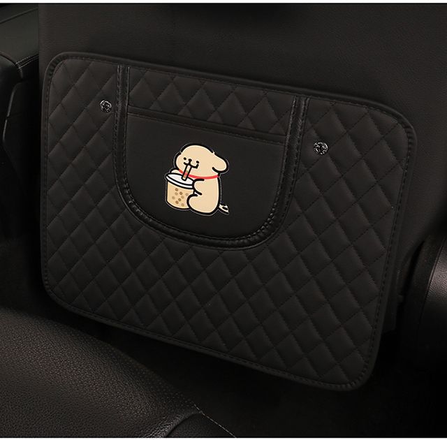 Universal Rear Seat Anti-Kick Pad for Cars, Leather Cartoon Car Seat Backrest Anti-Dirt Protective Mat, Dirt-Resistant Storage Pad