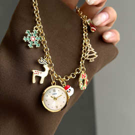 跨境圣诞手链款精致时尚石英表 女款轻奢小众学生高颜值女士手表