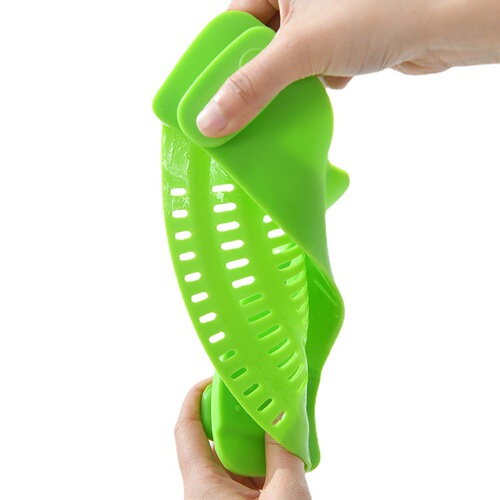Kitchen silicone pot edge drain baffle wide mouth fruit and vegetable noodle filter baffle anti-leakage slag drainer