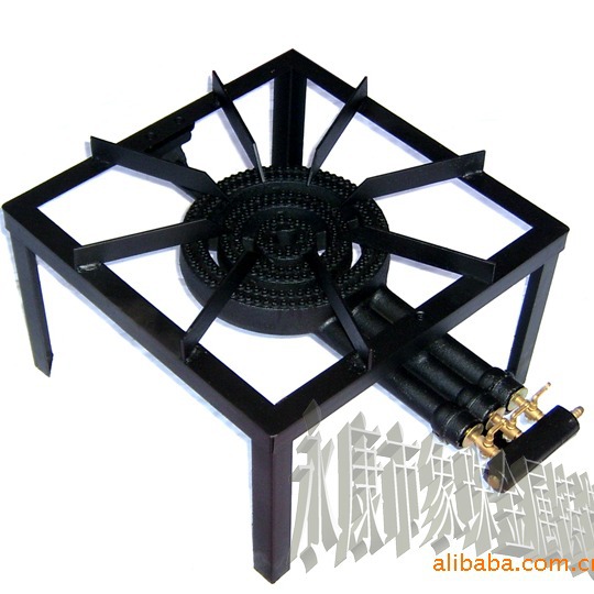 Estufas de camping con soporte de hierro fundido cabeza de horno de gas licuado horno de ángulo de acero