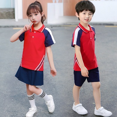 pupil school uniform Summer wear suit summer activity costume sports meeting Class clothes Short sleeved children kindergarten Park service