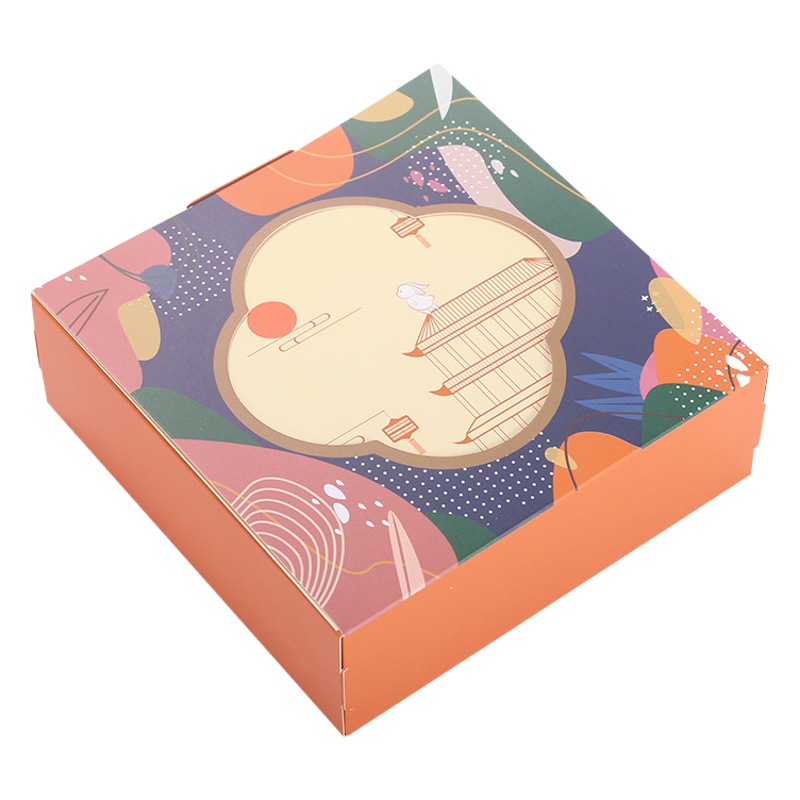 Venta directa trébol de cuatro hojas caja de embalaje de pastel de luna de mediados de otoño caja de pastel de luna de helado plegable simple caja de regalo crujiente de yema de huevo 4 tabletas 6 paquetes