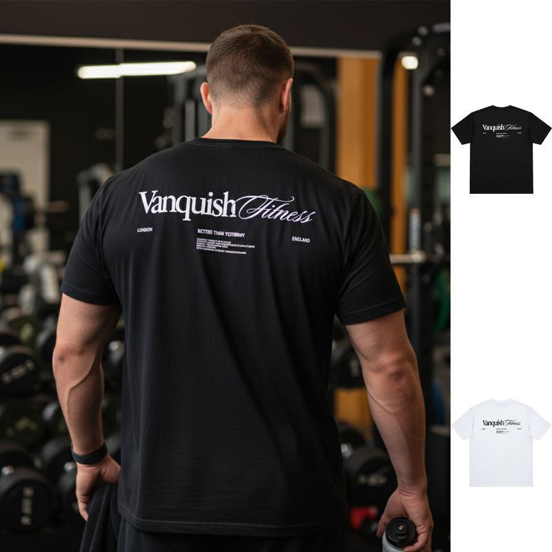 Vanquish New Muscle Men's Fitness Loose Sportswear Cotton Loose Casual Outdoor Short-Sleeved T-Shirt