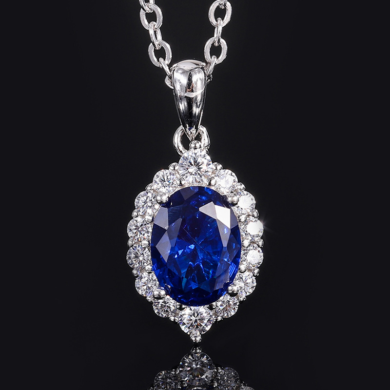 Zhuang Sheng joyería nueva S925 todo el cuerpo traje de plata color simulación tesoro pequeño huevo de paloma colgante piedra principal 6*8